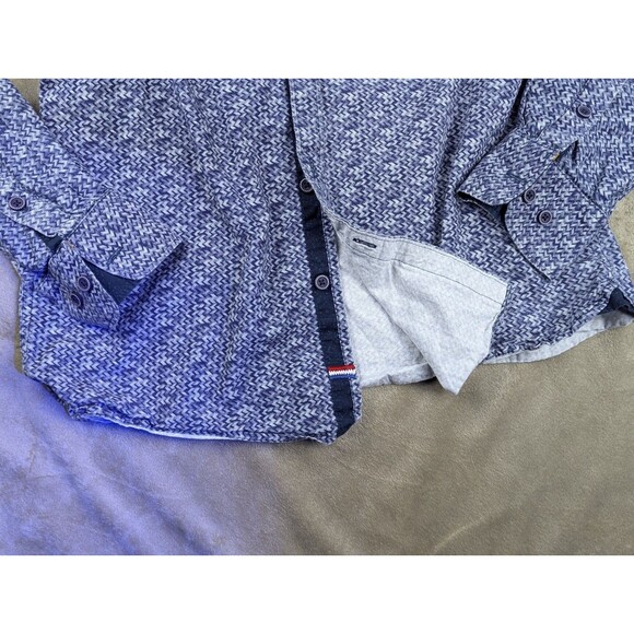 Across The Pond Diamond Button Down Long Sleeve Blue Dress Shirt Mens SZ: M - Picture 3 of 11
